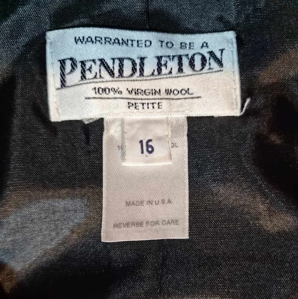 ​VINTAGE Pendleton Black Wool Cropped Jacket Blazer 16 Petite Made in USA - Picture 2 of 8